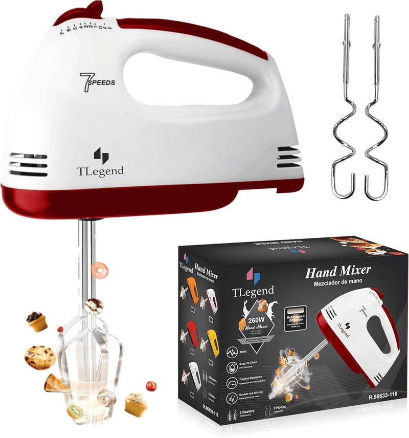TechnoLegend Hand Mixer Electric Handheld – 7 Speed Ultra Power Electric Mixer Handheld (White) - Image 1